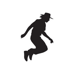 Man jumping and running silhouette vector