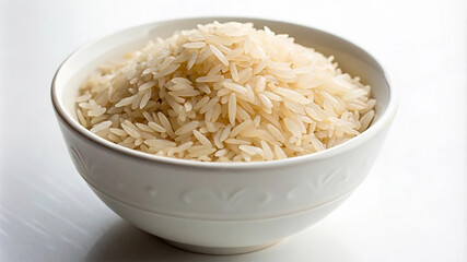 Bowl of Rice Isolated on a White Canvas for Culinary Concepts