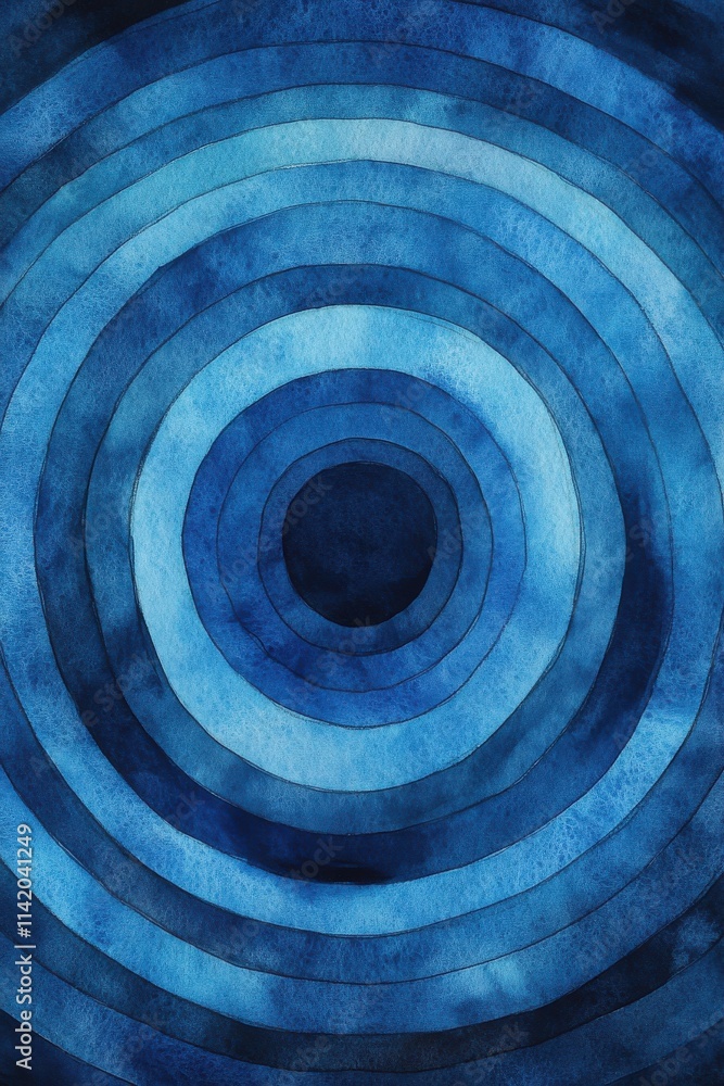 Aufkleber abstract blue watercolor circles layered in gradient, creating a soothing and calming visual effect.