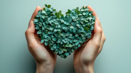 hands holding a heart shaped plant arrangement
