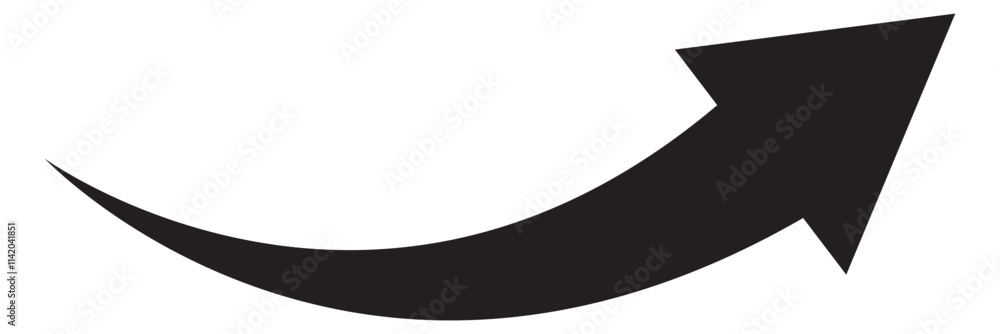 Poster long curved arrow icon vector. black long arrow vector. flat style arrow symbol. curve arrow icon ve