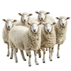 Fototapeta premium Group of sheep gathered together in a farm setting