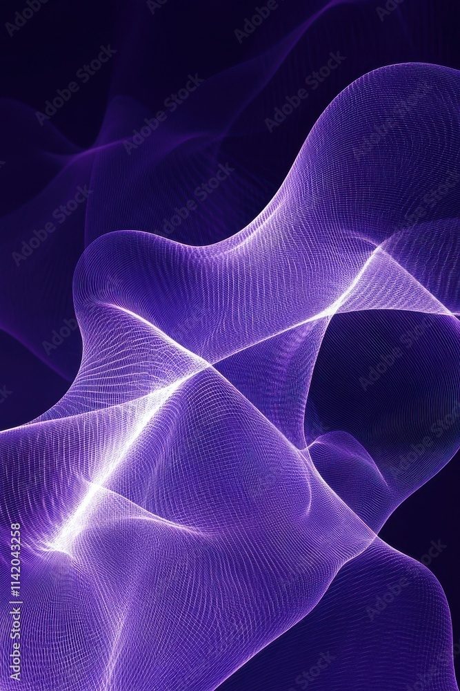 Poster abstract purple waves create a mesmerizing visual effect, evoking a sense of movement and depth.