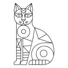 Fototapeta premium Coloring Page Outline of cartoon striped cat.