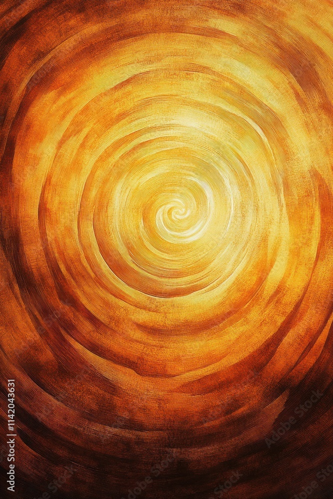 Poster abstract golden spiral pattern radiating warmth and energy, creating a mesmerizing visual effect.