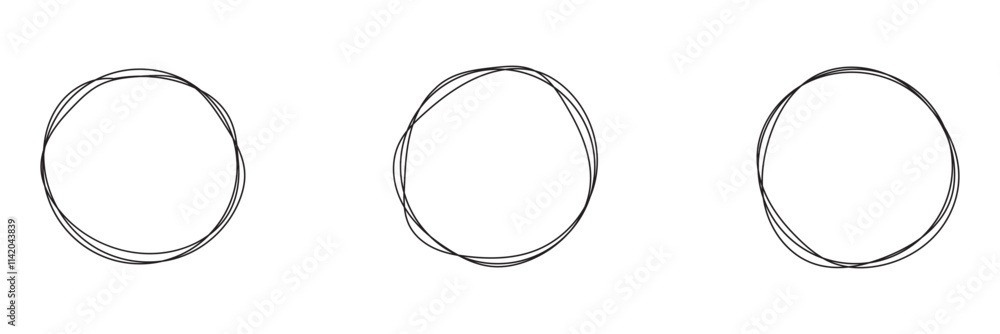 Poster circle line sketch icon in hand drawn style. circular scribble doodle vector illustration on isolate