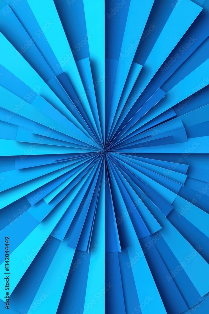 Poster vibrant abstract blue design featuring textured layers radiating outward, creating a dynamic and ene