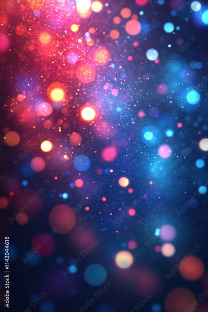 Poster a vibrant abstract background filled with colorful bokeh circles, creating a dreamy and magical atmo