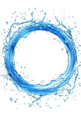 Vibrant blue water splash forming a circular shape, creating a refreshing and dynamic visual effect.