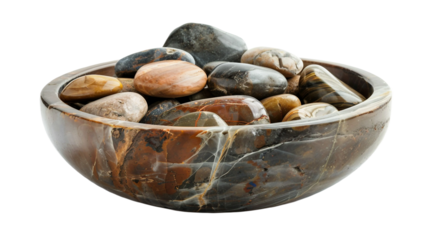 Stylish Polished Stone Bowl on transparent background PNG.
