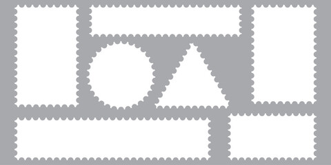 postage stamp vector on a background, vector illustration, postage stamp border set vectors, blank postage stamp in flat design. 