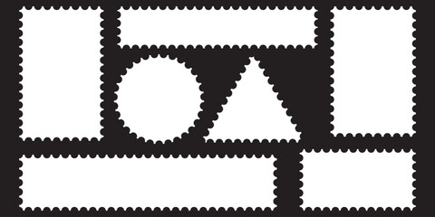 postage stamp vector on a background, vector illustration, postage stamp border set vectors, blank postage stamp in flat design. 