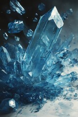 A stunning cluster of blue crystals, showcasing intricate details and shimmering facets, evoking a sense of wonder.