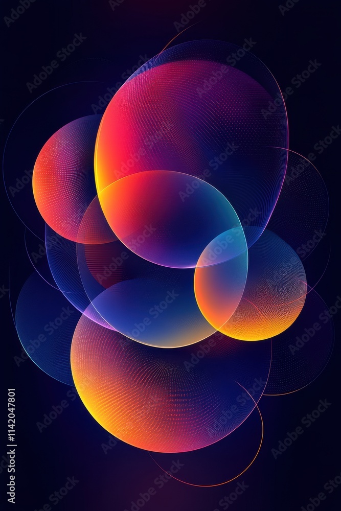 Aufkleber vibrant abstract design featuring colorful overlapping circles on a dark background.