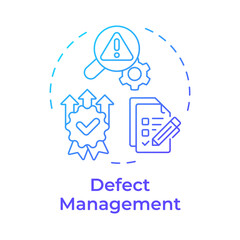 Defect managemnet blue gradient concept icon. Core feature of FMS system. Field service management. Round shape line illustration. Abstract idea. Graphic design. Easy to use in article