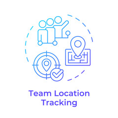 Team location blue gradient concept icon. Real-time tracking and monitoring. Field service management. Round shape line illustration. Abstract idea. Graphic design. Easy to use in article