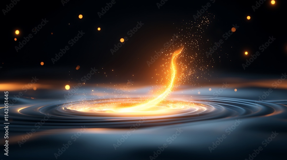 Poster dynamic fire swirl in water abstract visual art dark environment macro view energy concept