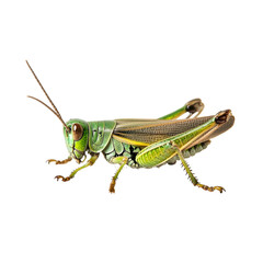Isolated Grasshopper on a Green Background for Nature-themed Projects on Transparent Background