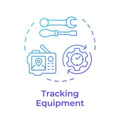 Tracking equipment blue gradient concept icon. Real-time tracking and monitoring. Field service management. Round shape line illustration. Abstract idea. Graphic design. Easy to use in article