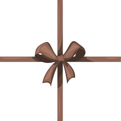 Brown holiday bow with ribbon. Holidays gift symbol decorative design element.Mocha Mousse 2025. Happy valentines day, women day holiday, dating invitation, wedding or marriage greeting card design
