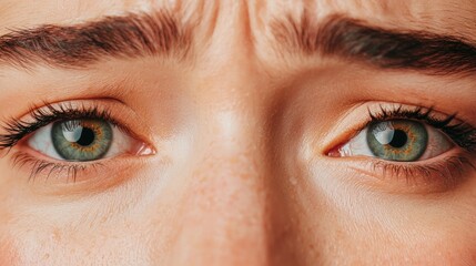 Obraz premium Depression and sadness diagnosis, Close-up of a person's eyes, highlighting their intense expression and distinct green irises.