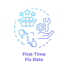 Improve first-time fix rate blue gradient concept icon. Benefit of FSM. Field service management. Round shape line illustration. Abstract idea. Graphic design. Easy to use in article