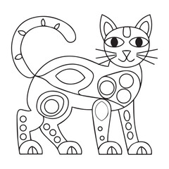kitten character coloring book isolated, vector