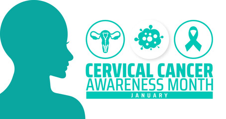 Cervical Cancer Awareness Month background banner or poster design template. observed every year in January. Holiday concept. Use to any Template, card, poster, placard, template.