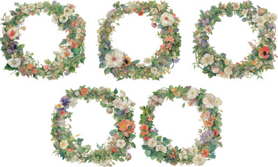 flower vintage frame watercolor clipart