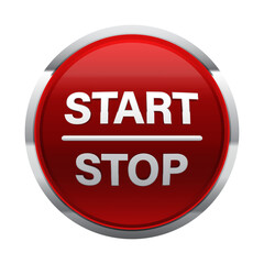 Start and stop red button, vector sign isolated