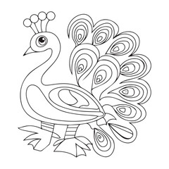 Peacock bird seamless pattern, background. Outline hand drawing vector illustration. Coloring page for the adult coloring book.