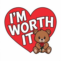 Im Worth It Red Heart Bear Rose