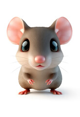 Montessori Flashcards Clipart Kawaii Mouse Clipart isolated on a white background. Suitable for animal flashcard, alphabet flashcards