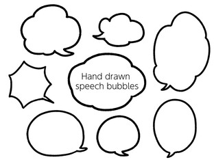 黒色の線だけの吹き出しの素材セット