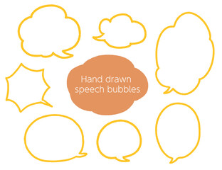 黄色の線だけの吹き出しの素材セット