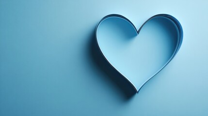 a heart shaped paper cut out on a blue background