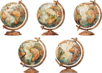 vintage globe watercolor clipart