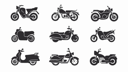 Vector black motorcycles and Dynamic Motorcycle and Scooter Vector Icons