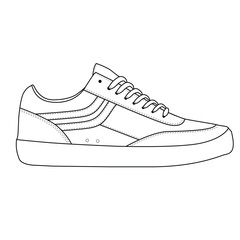 Sneaker outline drawing drawn in a sketch style vector  illustrati  template design