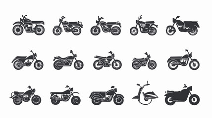 Vector black motorcycles and Dynamic Motorcycle and Scooter Vector Icons