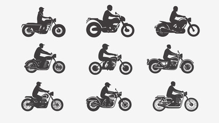 Vector black motorcycles and Dynamic Motorcycle and Scooter Vector Icons