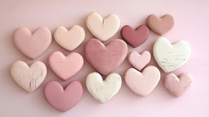 Fototapeta premium a group of hearts are arranged in a row