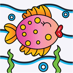 Vector Illustration of of a colorful fish