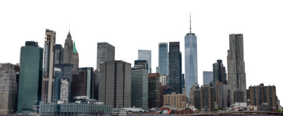 Panoramic view of World Trade Center and Manhattan skyline building with no backgroung PNG