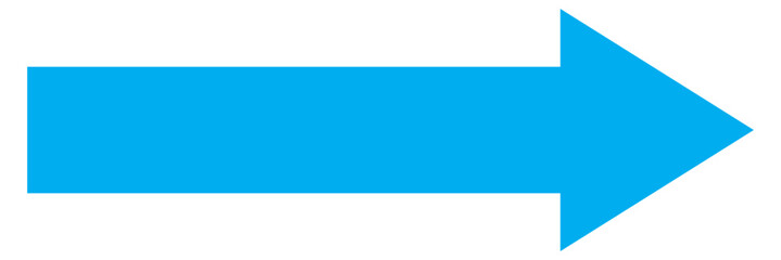 Obraz premium Blue long arrow pointing to the right. Straight long arrow icon, right thin line, blue cursor, horizontal element, thick pointer vector long arrow icon isolated on white background. Long bold arrow 
