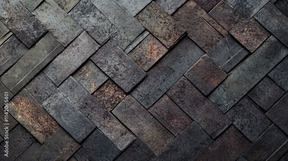 Poster dark metallic tile pattern with textured surface for background design
