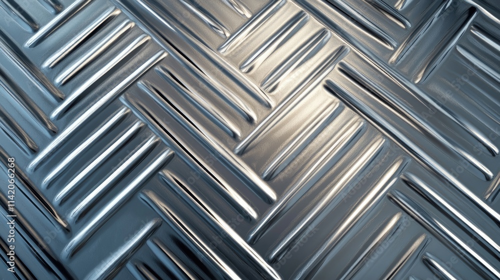 Poster shiny metallic surface with raised pattern in reflected light