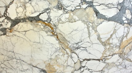 Elegant White Marble Background with Gray and Gold Veins Texture