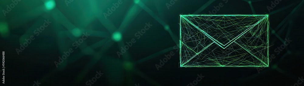 Poster digital email icon on abstract network background