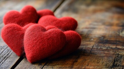 Fototapeta premium a group of red hearts sitting on top of a wooden table